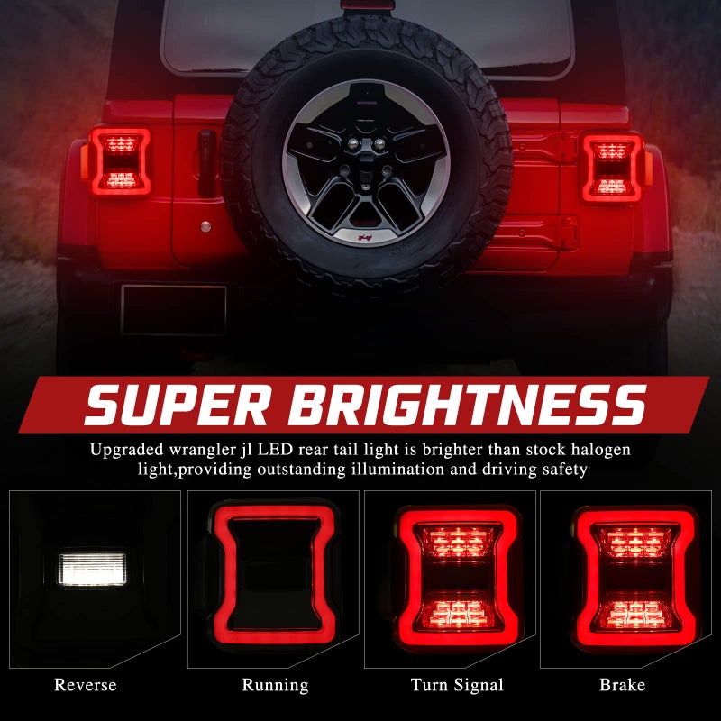 BUNKER INDUST LED Tail Lights Replacement for 2018-2025 Jeep Wrangler JL/4xe Accessories, Rear Tail Lamp Kit Brake Stop Light Turn Signal Light Reverse Back Up Assembly, Smoked - Image 3